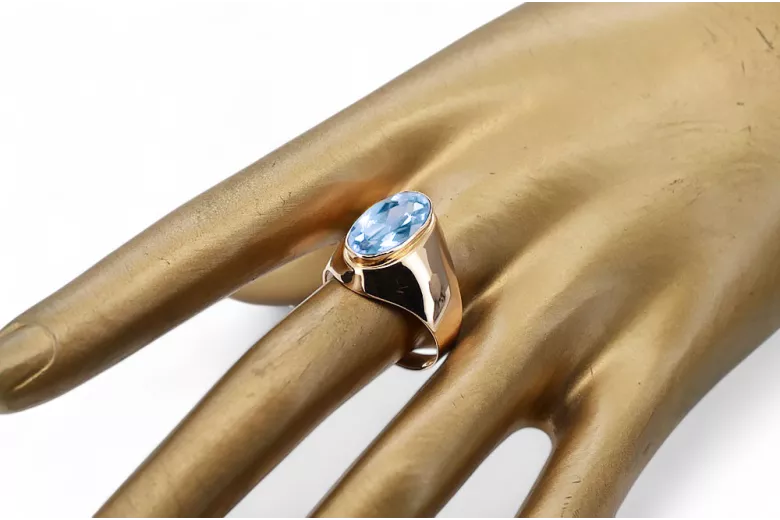 Vintage Ring Unikátny Aquamarine Originálny vinobranie 14K Produkt s Pink Gold VRC077R